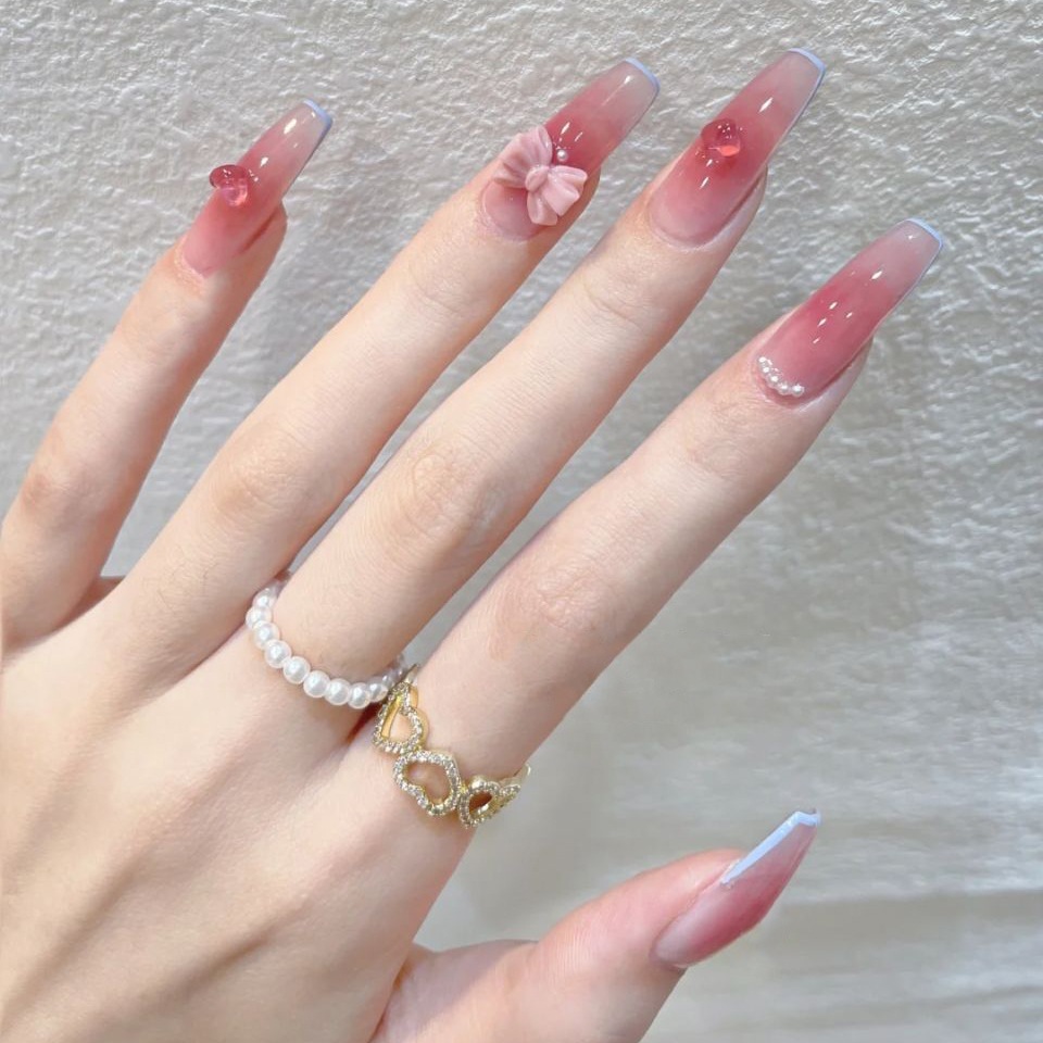 Nail Art France - 24Pcs/Box Blush France T Long Pearl