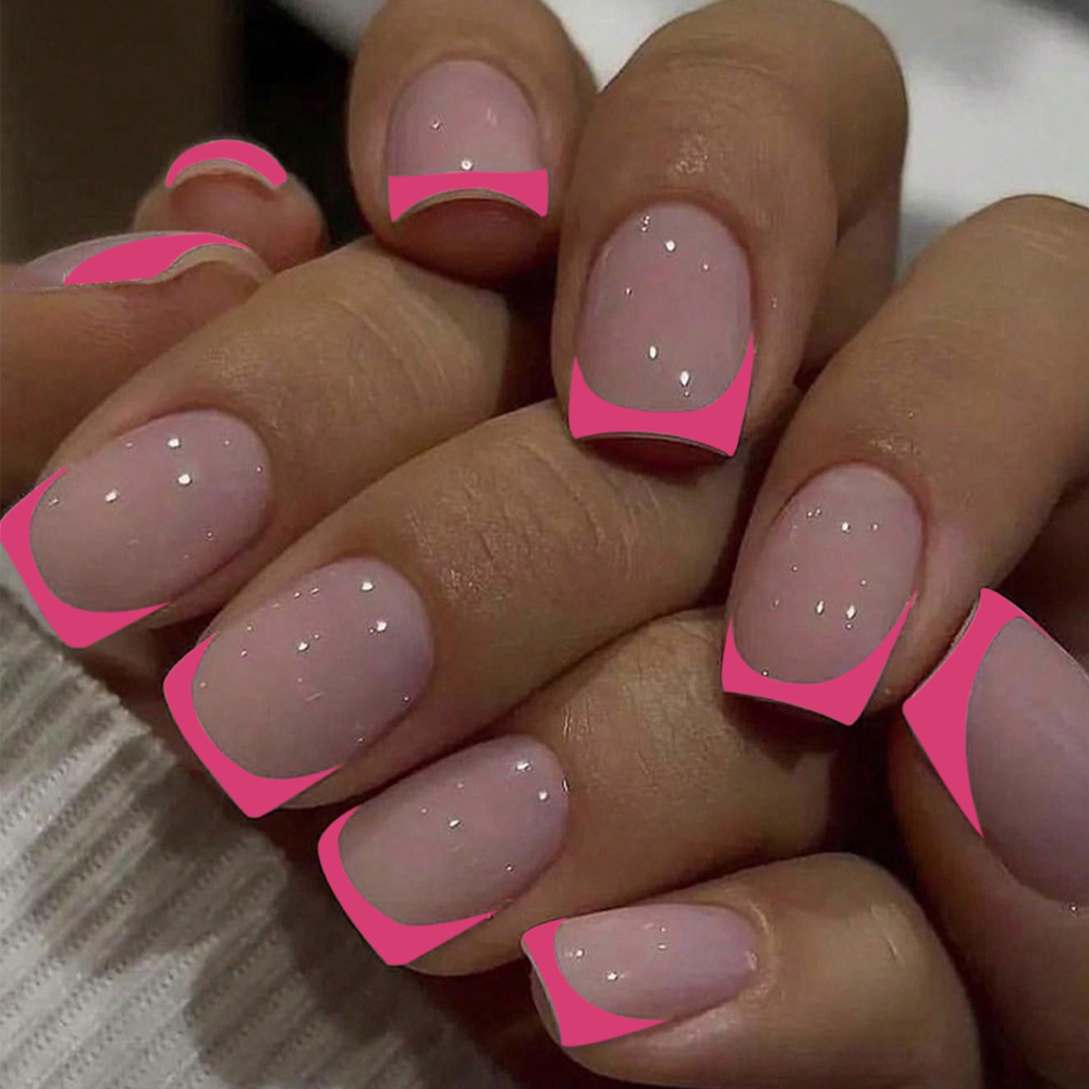 24pcs Short Square Black Franc - đánh giá và giá Nail Art France