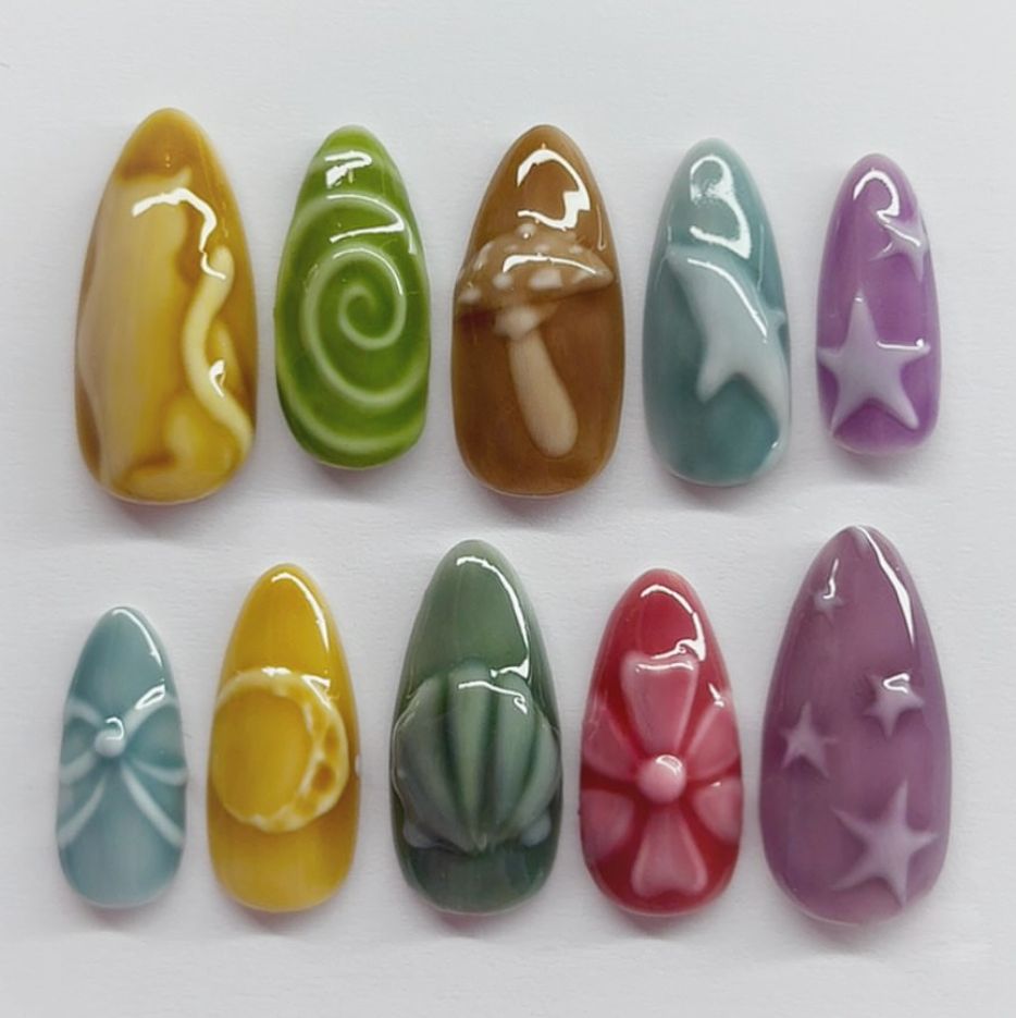 24pcs Bows and Hearts Fake Nai - đánh giá và giá Nail Art Full Motif